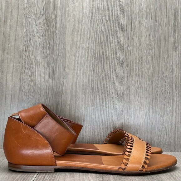 Chloe Shoes - Chloe Sandals Womens Size 36 US 6 Italian Open Toe Gladiator Flats Leather Brown